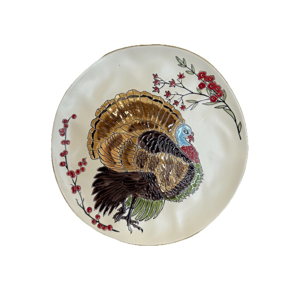 FALL TURKEY Thanksgiving New Spectrum Design  10.75"  Dinner‎ Plate set of 6